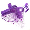 thumbnail image 4 of Wedding Women Net Mesh Bridal Face Veil Hats Brides Fascinator Headwear Hair Accessory(Purple), 4 of 8