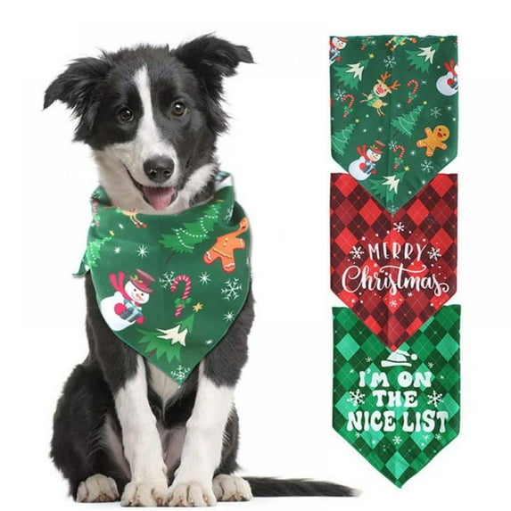 Dog Bandana Christmas Buffalo Plaid Snowflake Pet Scarf, Triangle Bibs Kerchief Set - for Small Medium Large Dogs Cats Pets