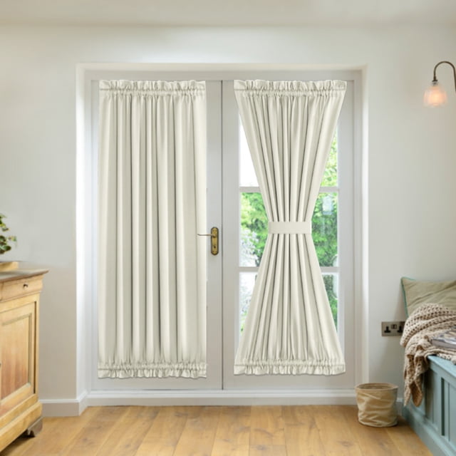 Cortinas para puertas francesas de 2 paneles con bolsillo para barra para amarrar en interiores TFixol Cortina al aire libre