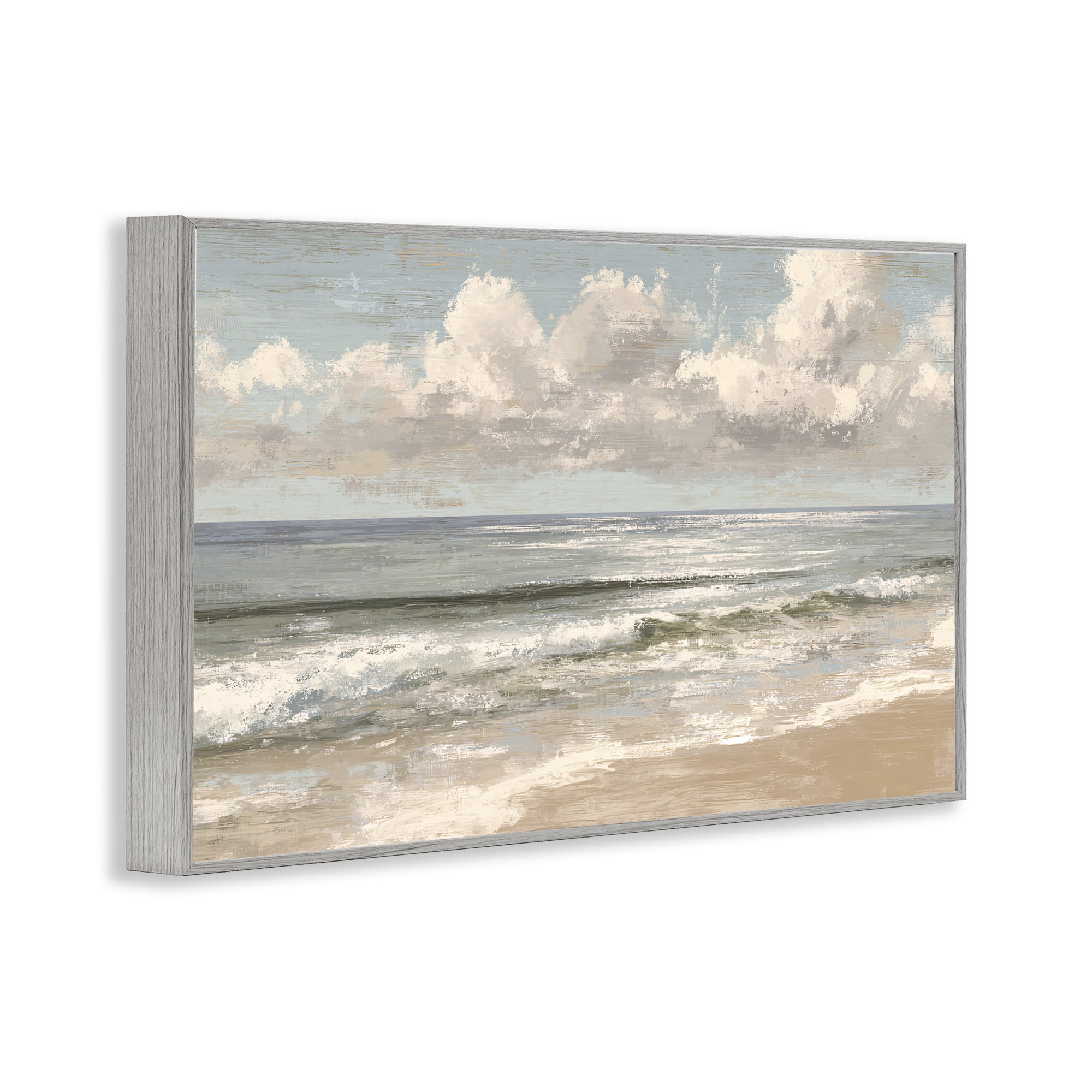Stupell Industries Distressed Beach Horizon Gray Framed Giclee Art, design by Jacky Ngan