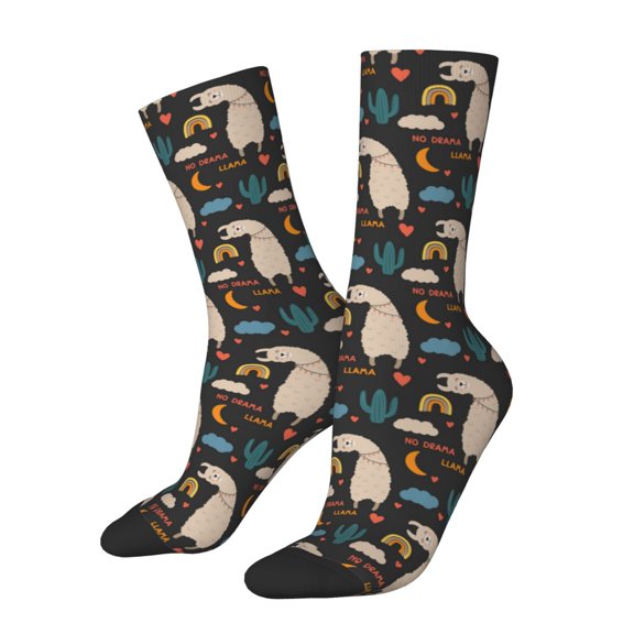 Honeii Cute Alpaca Print Adult Socks,Crew Socks,Casual Calf Socks,Daily Wear Socks for Men & Women, Perfect for Sports, Casual and Everyday Use