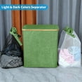 thumbnail image 3 of Laundry Hamper with Lid, Double Laundry Hamper with 2 Removable Bags, 2 Section Laundry Basket with Bamboo Handles for Bathroom, Bedroom & Laundry Room,140L Green, 3 of 15