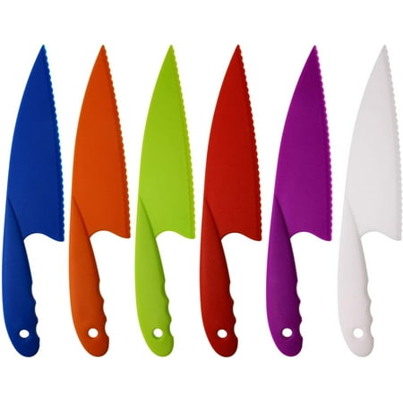 

6 Colors Plastic Kitchen Knife Set Nylon Knife Children Safety Cooking Chef Knives for Fruit Lettuce Vegetable Salad Bread (6 Colors)