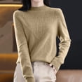 thumbnail image 2 of NMMUED Mock Neck Sweater Women Business Casual Sweaters for Women Long Sleeve Sweaters for Women Knit Top Tunic Sweaters for Women Soft Sweaters for Women Fitted Sweaters for Women Khaki M, 2 of 5