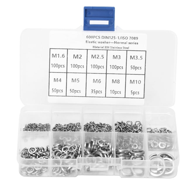 Sujetadores de hardware, 600PCS Arandela elástica Herramientas de hardware inoxidable Arandela de acero inoxidable Características mejoradas