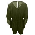 thumbnail image 6 of Womens Summer Rompers Trendy V Neck Ruffle Short Sleeve Drawstring Tummy Control Romper Batwing Sleeve Jumpsuits, 6 of 6