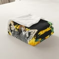 thumbnail image 4 of Zebra Throw Blanket, Sunflower Petal Fleece Blanket Queen Size, Cute Animal Wildlife Sherpa Blanket Rustic Floral Country Fuzzy Blanket Black Yellow Bedroom Decor, 4 of 7