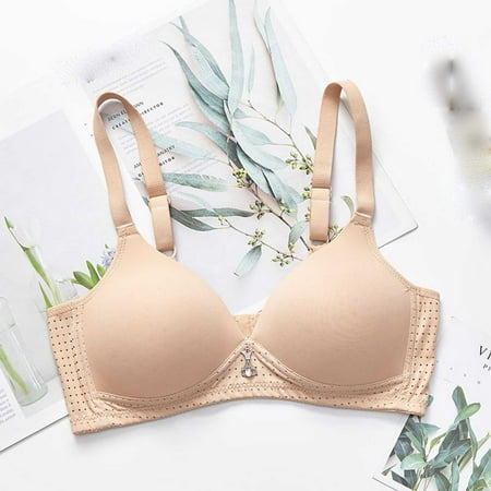 Wireless Bras Plus Size  Xunlbb Women s Large Size Thin Comfortable Breathable Push-up Adjustable Bra(Beige 42)