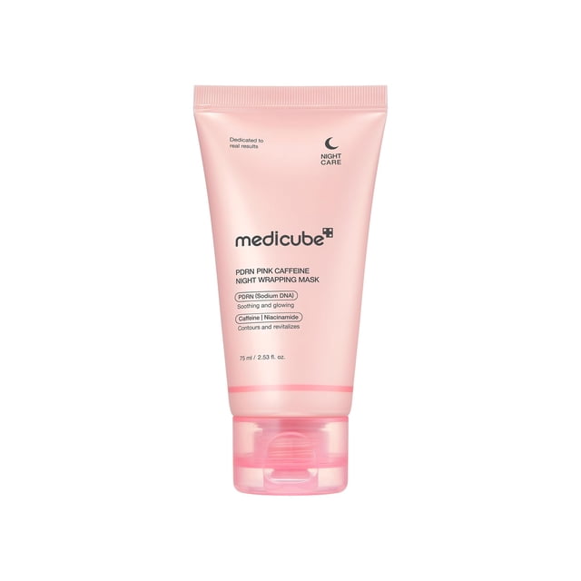 Medicube PDRN - Mascarilla facial con cafeína durante la noche, reafirmante, deshincha e hidratación, ADN de salmón + cafeína + colágeno para un