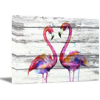 Canvas Print Flamingo On Beach 24x36 Inch (60x90cm) – 7wallarts