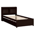 thumbnail image 4 of UHOMEPRO Twin Bed Frame with Pull-Out Trundle and Bookcase Headboard, Storage Bed for Shared Rooms and Small Bedrooms, No Box Spring Needed, Espresso, 4 of 7