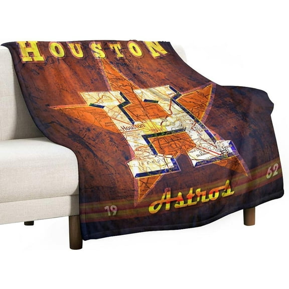 Houston Baseball Throw Blanket Lightweight Flannel Bedding Birthday Christmas Travel Gift Bed Blanket Best Gift for Fans