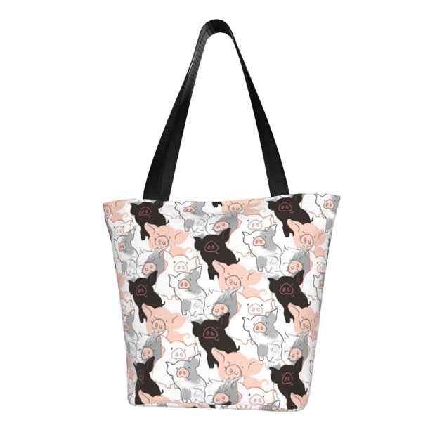 Fotbe Pigs Bolsa de Playa con Estampado, Bolsa de Hombro, Bolsa de Mano Espaciosa, Bolsa de Viaje Ligera, Bolsa de Compras Versátil