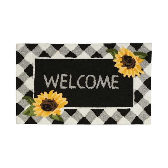 Nourison "Welcome" Sunflower Hand Hooked Accent Rug Door Mat 18"x30" Home Decor