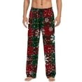 thumbnail image 3 of Mens Pajama Pants with Pockets Christmas Printed Mid Waisted Casual Pants Pajamas with Drawstring and Palazzo Pants Bottoms Sleep Lounge Long Pant, 3 of 5