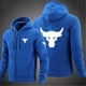 thumbnail image 3 of 2024 Spring Autumn Men's Dwayne Johnson Brahma Bull Tattoo Logo Printed Classic Zipper Solid Color Sports Casual Loose Hoodies, 3 of 5