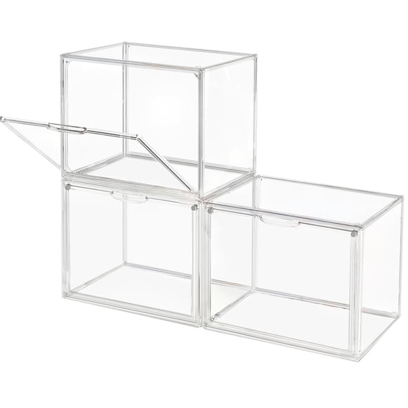 GUDEMAY Clear Stackable Plastic Storage Bins with Magnetic Lid - Dustproof Book, Purses & Cosmetic Display Cases, Large Figures C