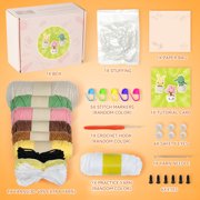 LC-dolida Crochet Starter Kits, DIY 3 Potted Plant Amigurumi Craft Kit, 40% Extra Yarn, Complete Starter Supplies for Adults & Kids
