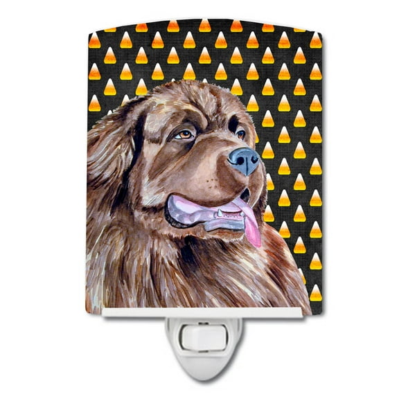 Caroline's Treasures LH9050CNL Newfoundland Candy Corn Halloween Portrait Ceramic Night Light, 6x4x3", multicolor