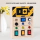 thumbnail image 5 of Fiudx Liquidación de ofertas flash Tablero ocupado, juguete sensorial para niños con botones LED arriba, juguete educativo de madera, juguete para bebé, juguetes de viaje, regalos para niños de 1 a 2, 5 of 7