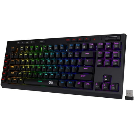 UPC: 4897093822734 | Redragon K596 Vishnu 2.4G Wireless/Wired RGB Mechanical Gaming Keyboard  87 Keys TKL Compact Keyboard w/Durable Battery  10 Onboard Macro Keys & Wrist Rest  10H Play Time  Red Switches