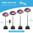thumbnail image 2 of Best Choice Products Kids Height-Adjustable Basketball Hoop, Portable Backboard System w/ 2 Wheels - American Flag, 2 of 7