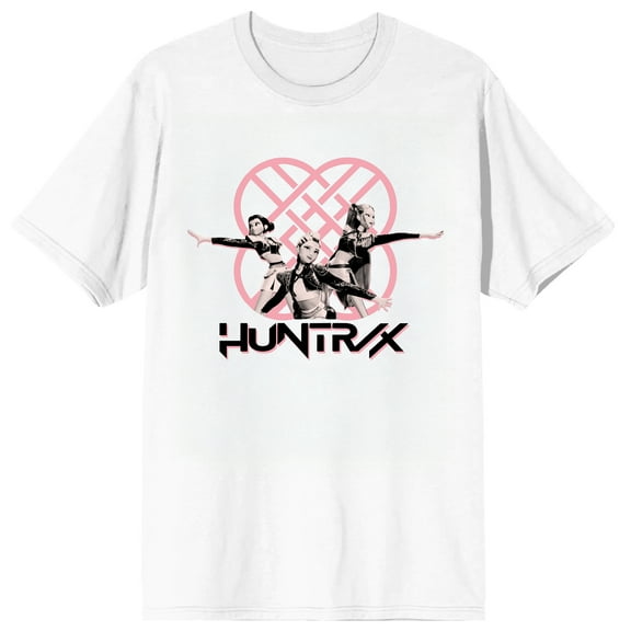 KPop Demon Hunters Pink Huntrix Logo on White Short Sleeve Adult T Shirt - Medium
