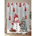 thumbnail image 4 of Grey Christmas Extra Long Shower Curtain Set, Waterproof Shower Curtains for Bathroom, Snowman Xmas Balls Pine Needle Tree Washable Fabric Cloth Bath Curtain for Bathtub with Hooks 72x96 Inches, 4 of 6