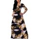thumbnail image 4 of Vestido maxi casual de mujer manga 3/4 estampado floral cuello en V vestido de fiesta suelto otoño, 4 of 5
