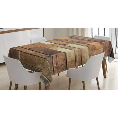 Cover For Dining Room Table Wooden Tablecloth, Rustic Floor Planks Print Grungy Look Farm House Country Style Walnut Oak Grain Image, Rectangular Table Cover for Dining Room Kitchen, 60 X 84 Inches, Brown, by Ambesonne ()