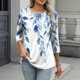 thumbnail image 1 of TaTaai Daily Wear T-Shirt Soft Skin-Friendly Women's Fashion Printed Button Round Neck 3/4 Sleeve Loose Casual All Season Fashion Top Gift, 1 of 7