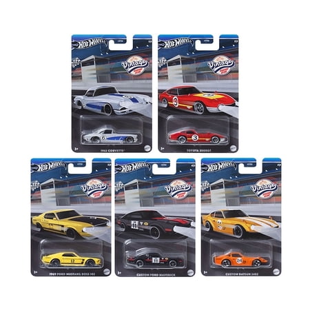 2024 Hot Wheels Vintage Racing Club Set of 5 Cars, 1:64 Diecast Model Cars HRT81-956B