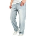 thumbnail image 2 of RYDCOT Mens Baggy Jeans Elastic Waisted Wide Leg Washed Denim Pants for Men Streetwear Mint Green, 2 of 9