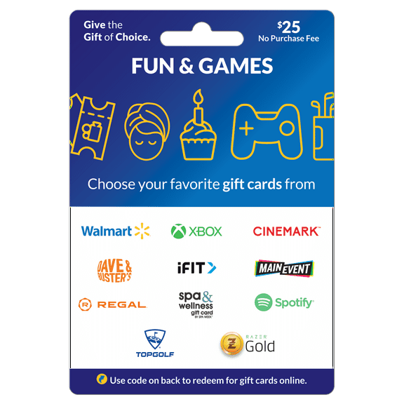 $25 Fun & Games – ChooseYourCard Gift Card