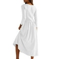 thumbnail image 7 of SCSAlgin Women Crew Neck Long Sleeve Dress Loose Plain Wrinkled Flowing Maxi Dresses Casual Dress with Pockets, 7 of 7