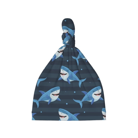 Balery Funny Sharks Pattern Baby Beanie, Knotted Baby Hat, Infant Hat, Newborn Beanie, Adjustable Beanie, Baby Cap, Newborn Headwear