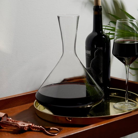 Angled Wine Decanter Lead-Free Crystal Carafe for Red and White Wine with Broad Base Aeration Elegant Large Pitcher for Wedding Gifts Housewarming Essentials 60 oz Set of 1