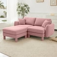 thumbnail image 3 of Modern Loveseat & Modular Sectional Sofa, Cloud Couch Style Boucle Fabric Recliner, L Shaped Couch for Living Room, Shell-Shaped Armrests Cylindrical Legs Pink Sofa with Ottoman, Bedroom, Apartment, 3 of 9