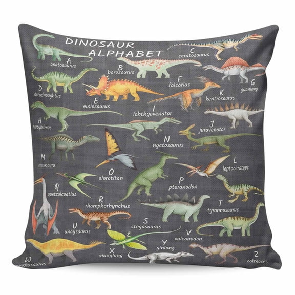 Grey Dinosaur Pillow Covers 20x20 Inch Decorative Throw Pillow Cover, Vintage Letters Farm Animals Sofa Pillowcases Accent Cushion Case Home Decor Bedroom Living Room