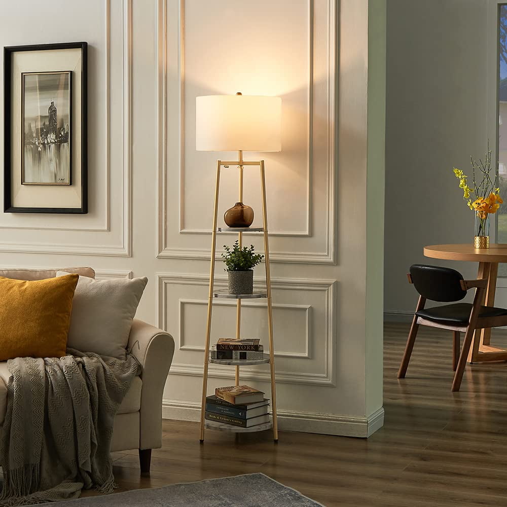 ROSEN GARDEN LT7045 Rosen Garden LT7045 Floor Lamp with 4-Tier Round Shelves, Gold