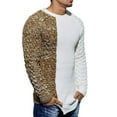thumbnail image 4 of Men Color Patchowork Slim Sweater Casual Pullovers, 4 of 5