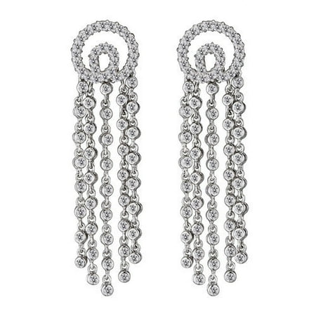 CZ Collections Cubic Zirconia Sterling Silver Dangling Earrings