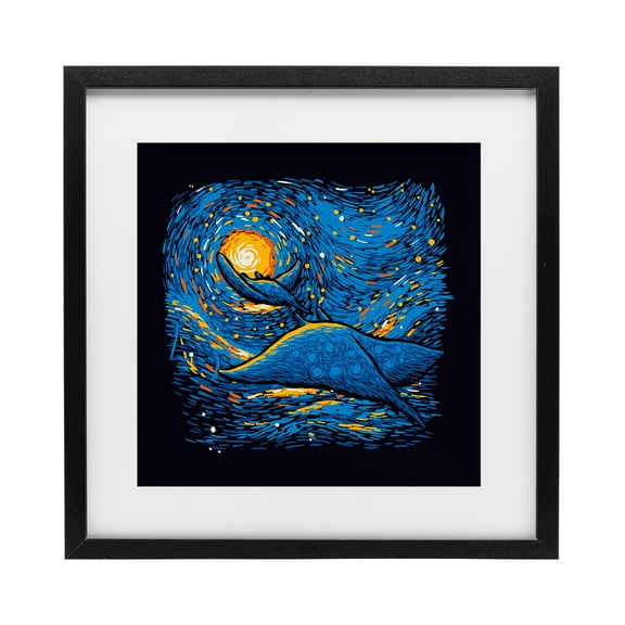 Stupell Industries Impressionist Manta Rays Black Framed Print Under Glass, design by Tobe Fonseca