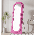 thumbnail image 3 of TinyTimes 63"x24" Wavy Full Length Mirror with Stand Large Wall Decor Mirror, Pink, 3 of 8