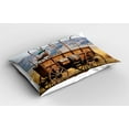 thumbnail image 2 of Ambesonne American Pillow Sham 2 Pack, Nostalgic Wild Western, 26"x20", Brown Yellow, 2 of 3