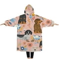 thumbnail image 2 of Oversized Wearable Blanket Hoodie,Dachshund and Flower Sherpa Blanket Hoodie with Super Pockets,Super Warm Fuzzy Pullover for Women & Men, 2 of 6
