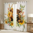 thumbnail image 2 of Manfei Kawaii Highland Cattle Curtains Pack of 2 (42x84 Each), Rustic Groovy Flower Floral Curtains Blackout, Farmhouse Animal Bedroom Curtains, Curtains and Drapes Bedroom Decor, 2 of 6