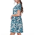 thumbnail image 2 of Naloa Ocean Waves Print Womens Summer A-Line Dress with Pockets,Short Sleeve Dresses,Flowy Beach Swing Dress for Vacation Travel, 2 of 6