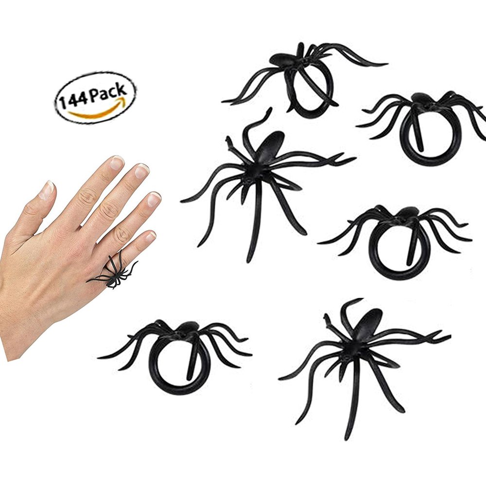 Play Kreative Halloween Spider Rings Pack of 144 Spider Party Favors