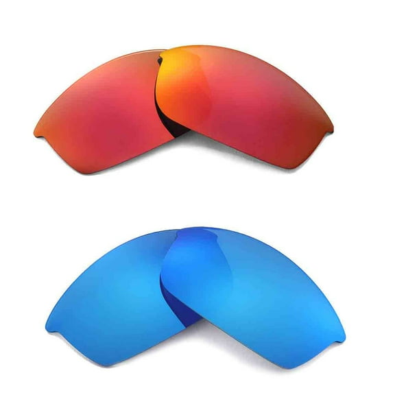 Walleva Polarized Fire Red   Ice Blue Replacement Lenses For Oakley Flak Jacket Sunglasses